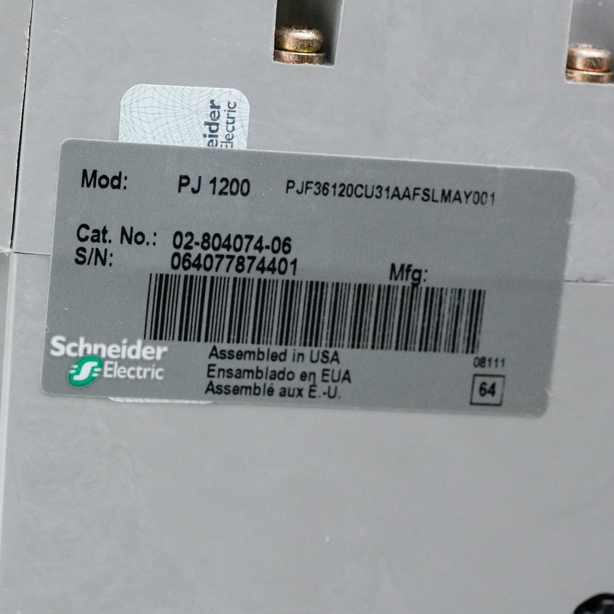 Schneider 02-804074-06 Powerpact Circuit Breaker PJF36120CU31AAFSLMAY001