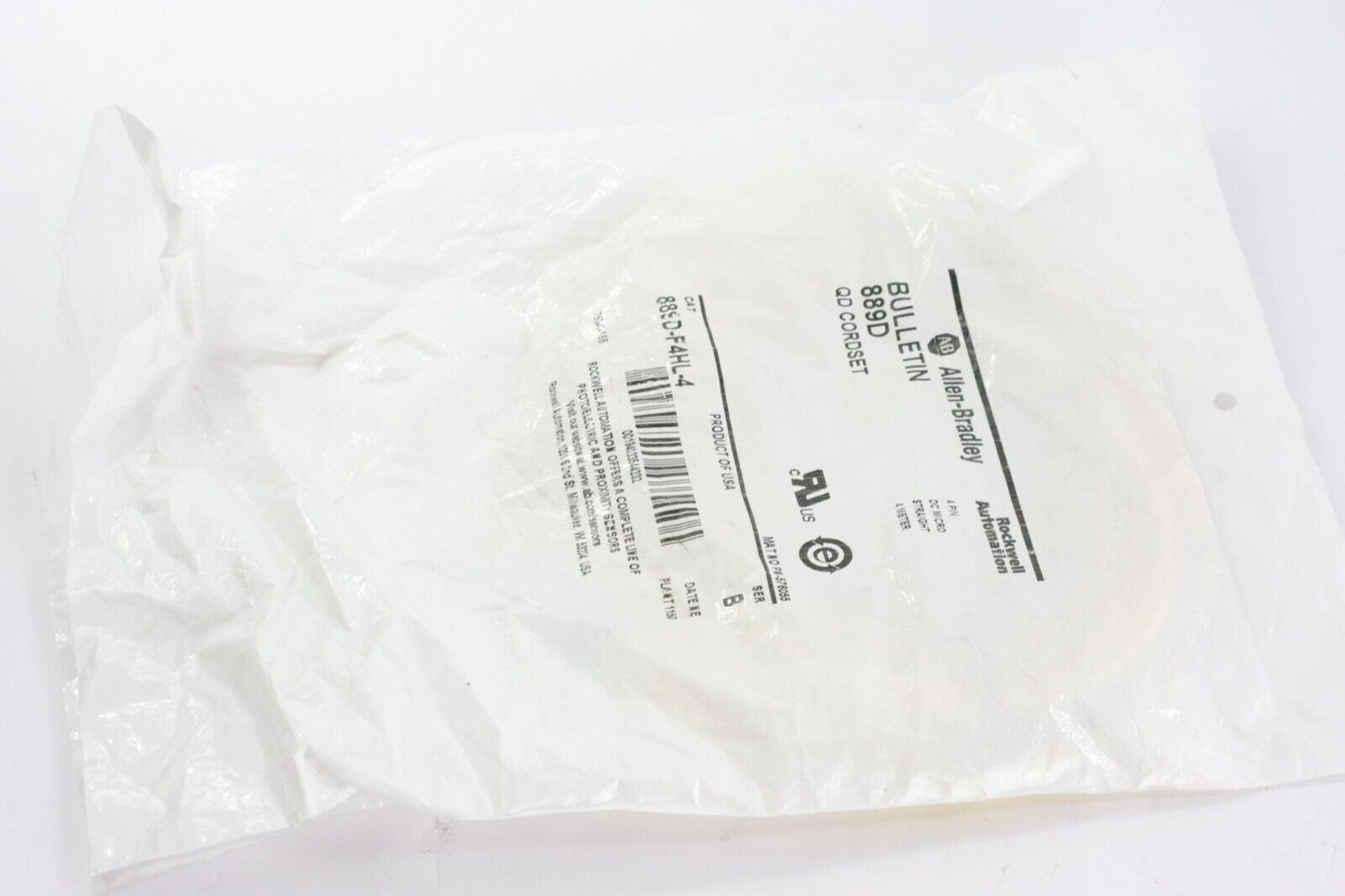 Allen Bradley 889D-F4HL-4 Ser B Cordset DC Micro Straight 4-Pin - Sealed Surplus