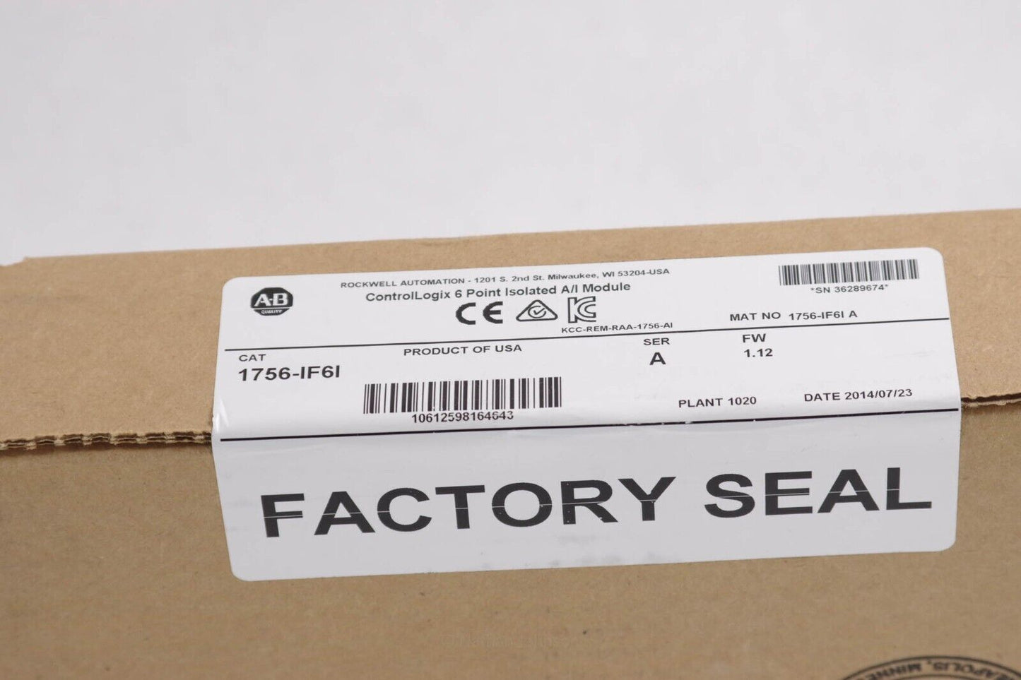 Allen-Bradley 1756-IF6I SER A ControlLogix 6Point Isolated A/I Module - Sealed