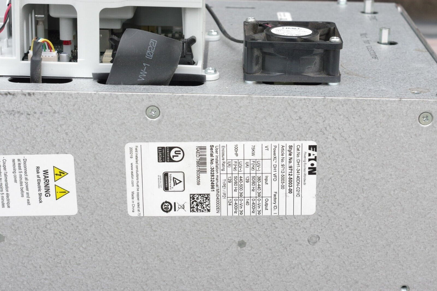 Eaton DH1-34140DN-C21C PowerXL Drive 480V 3Ph 100HP 400Hz - No Cover