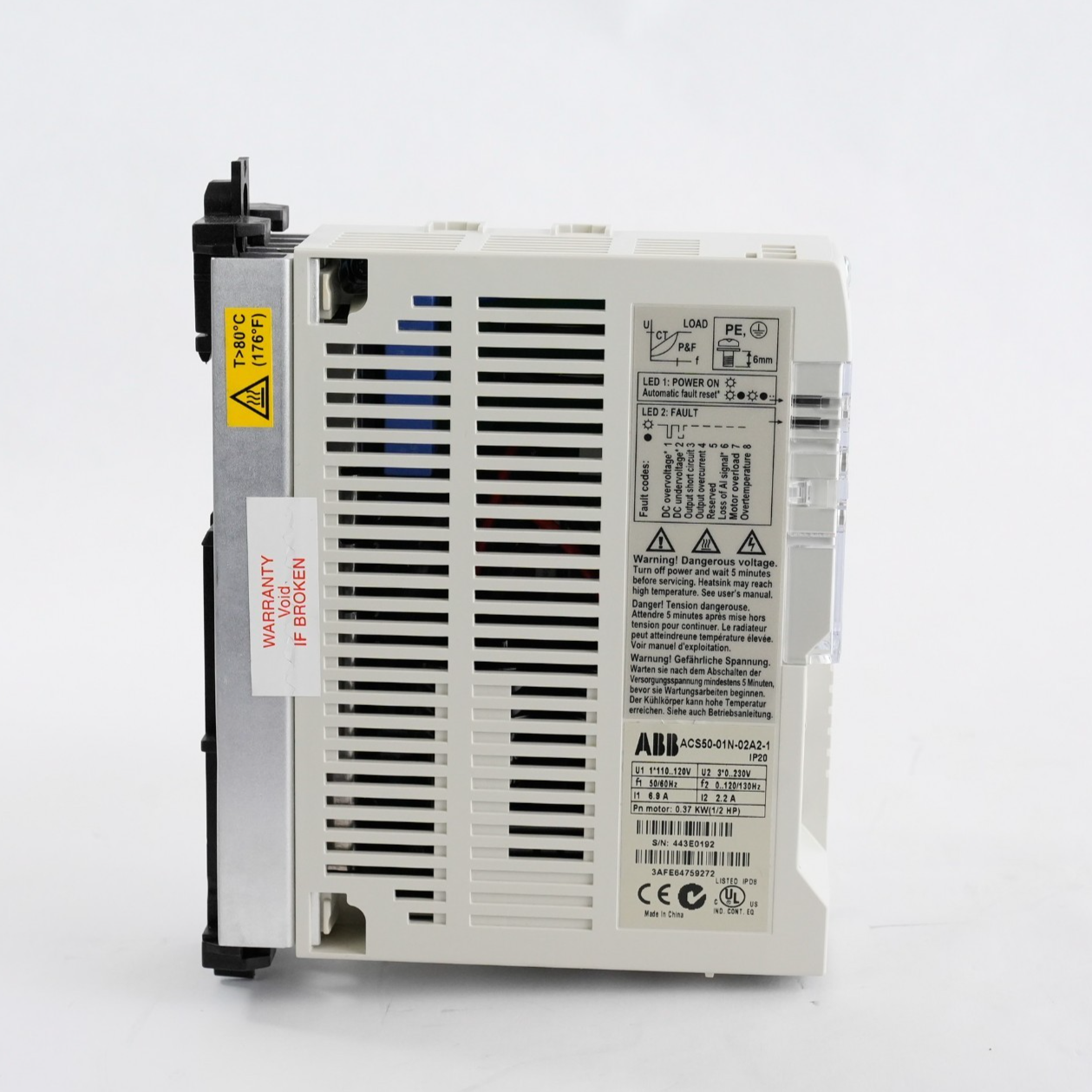 ABB ACS50-01N-02A2-1 110-120V 6.9A 50/60Hz 0.37Kw 1/2HP