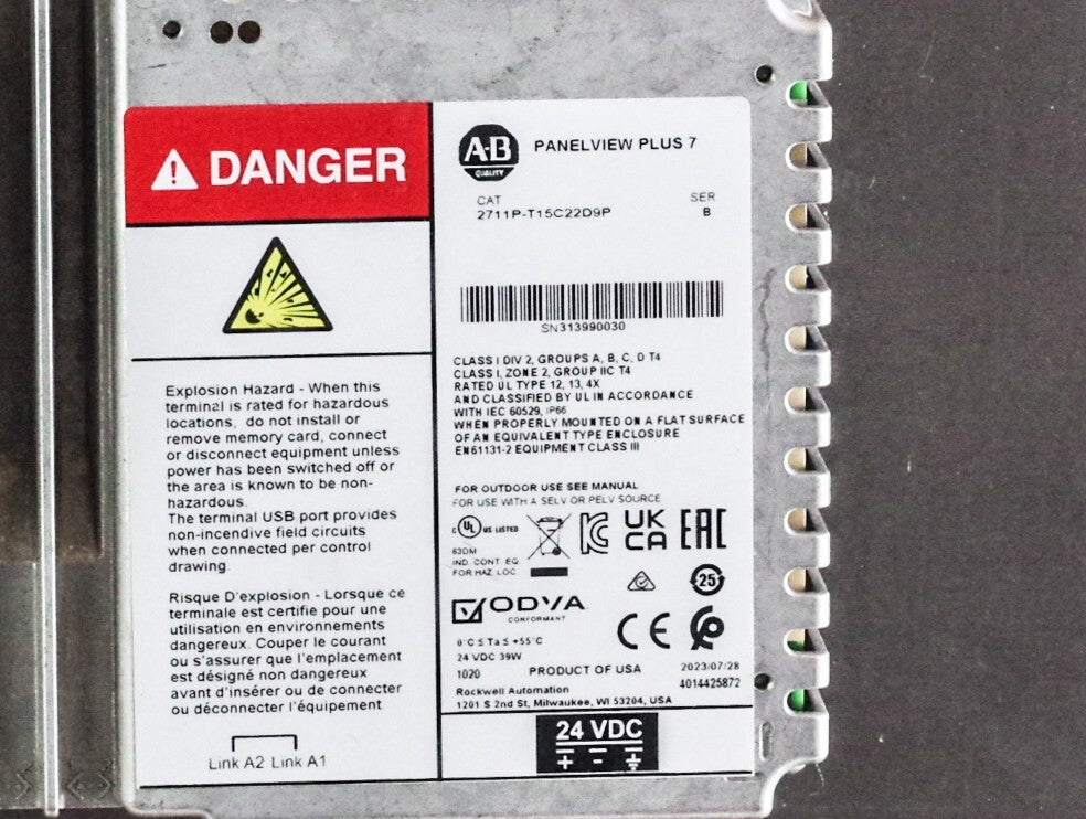 Allen Bradley 2711P-T15C22D9P /B PanelView Plus 7 Color Touch Terminal Open Box
