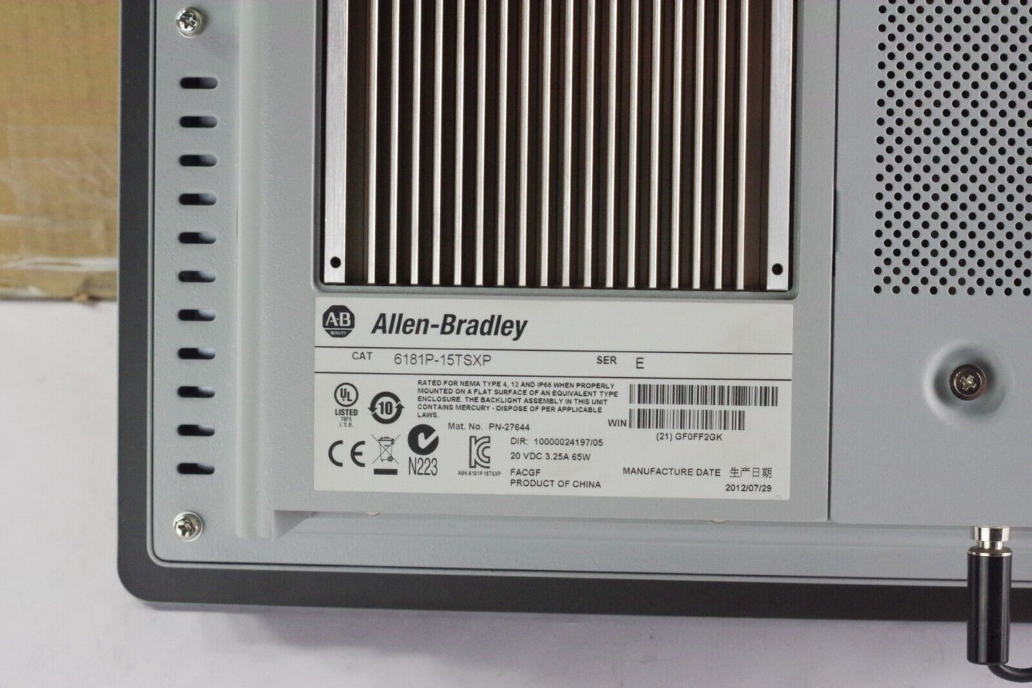 Allen Bradley 6181P-15TSXP Ser E VersaView 1500P 15" Touch/Color - Open Box