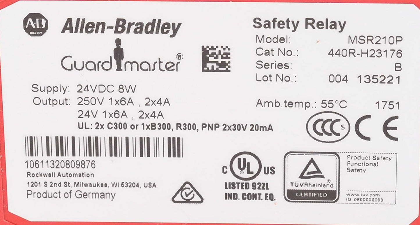 Allen Bradley 440R-H23176 MSR210P Guardmaster Safety Relay 24V DC 440RH23176