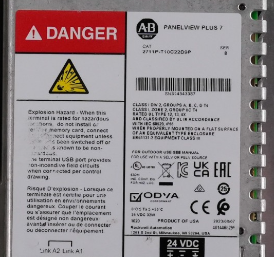 Allen Bradley 2711P-T10C22D9P /B PanelView Plus 7 Display 2711PT10C22D9P