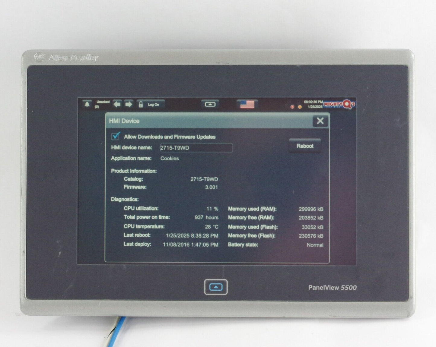 Allen Bradley 2715-T9WD Ser A PanelView 5500 9" Inch Color Touch Display