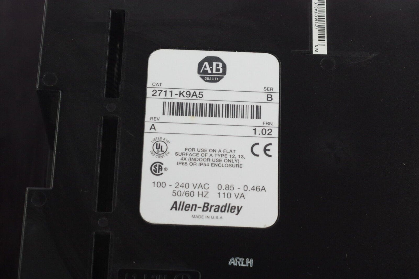 Allen Bradley 2711-K9A5 Ser B Rev A FRN 1.02 Panelview 900 Interface Terminal