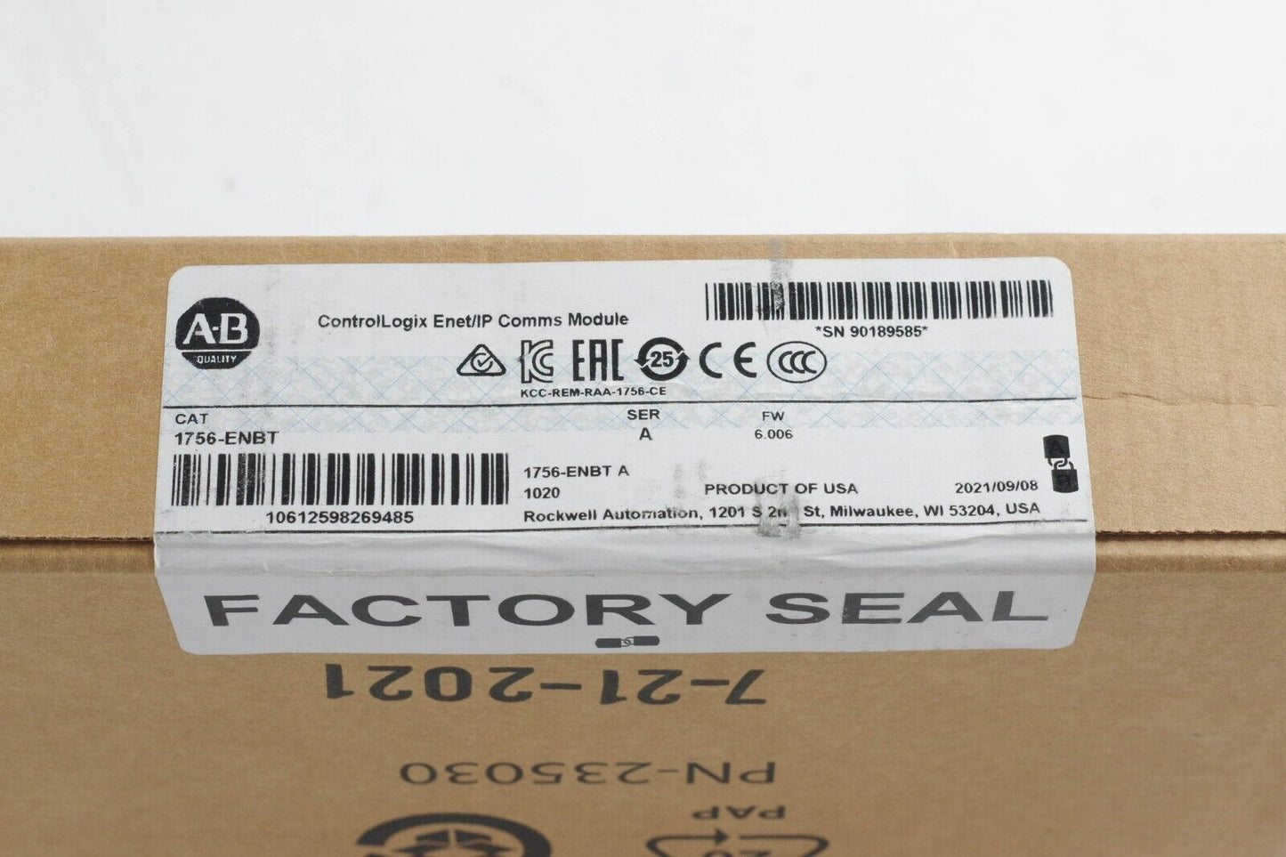 2021 Allen-Bradley 1756-ENBT /A SER A EtherNet/IP Module - Sealed Surplus