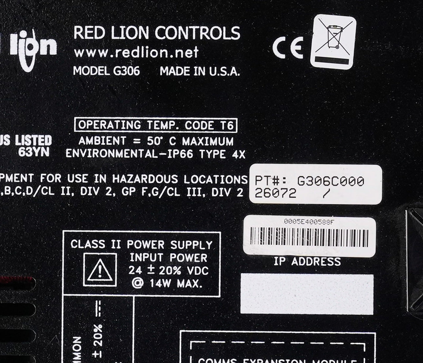 Red Lion Controls G306C000 / G3 / G306 HMI Operator Interface Panel Display