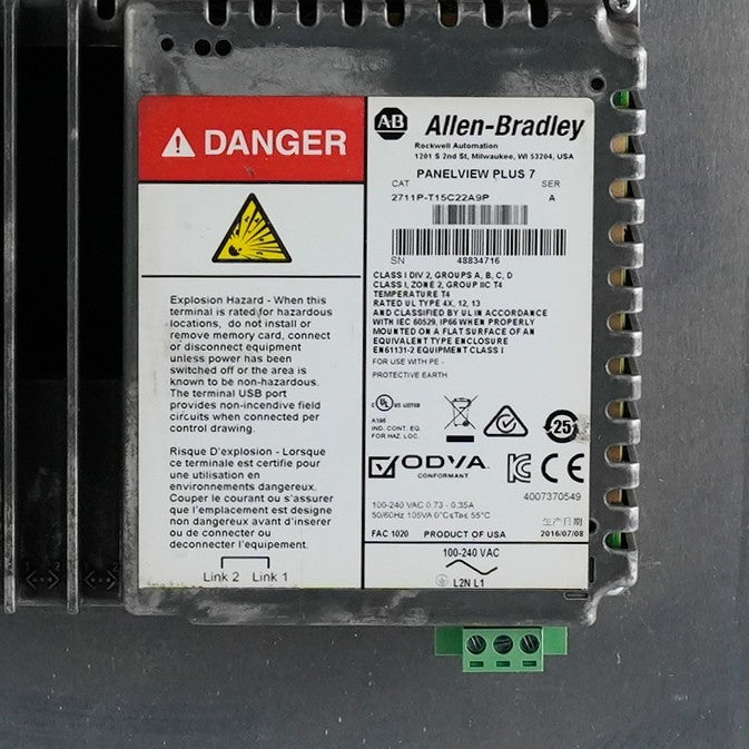 Allen Bradley 2711P-T15C22A9P /A PanelView Plus 7 Color Touch 15 1 Year Warranty
