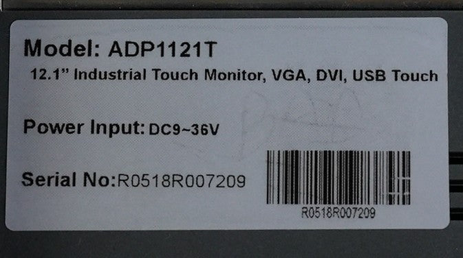 Aplex ADP-1121T 12.1" Color TFT Resistive Touch Monitor VGA / DVI RS232