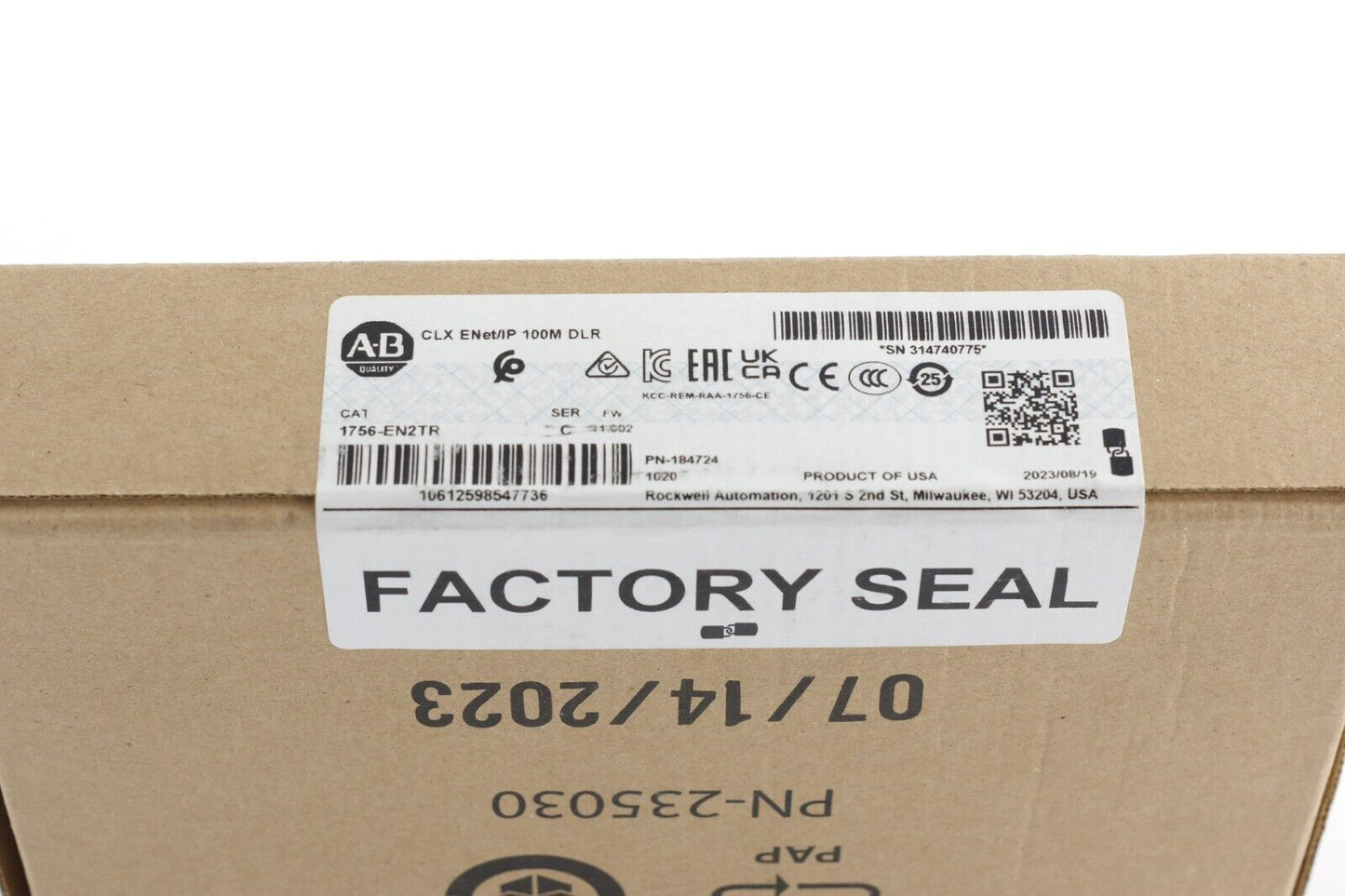 2023 Allen Bradley 1756-EN2TR Ser C CLX ENet/IP 100M DLR Module Sealed Surplus