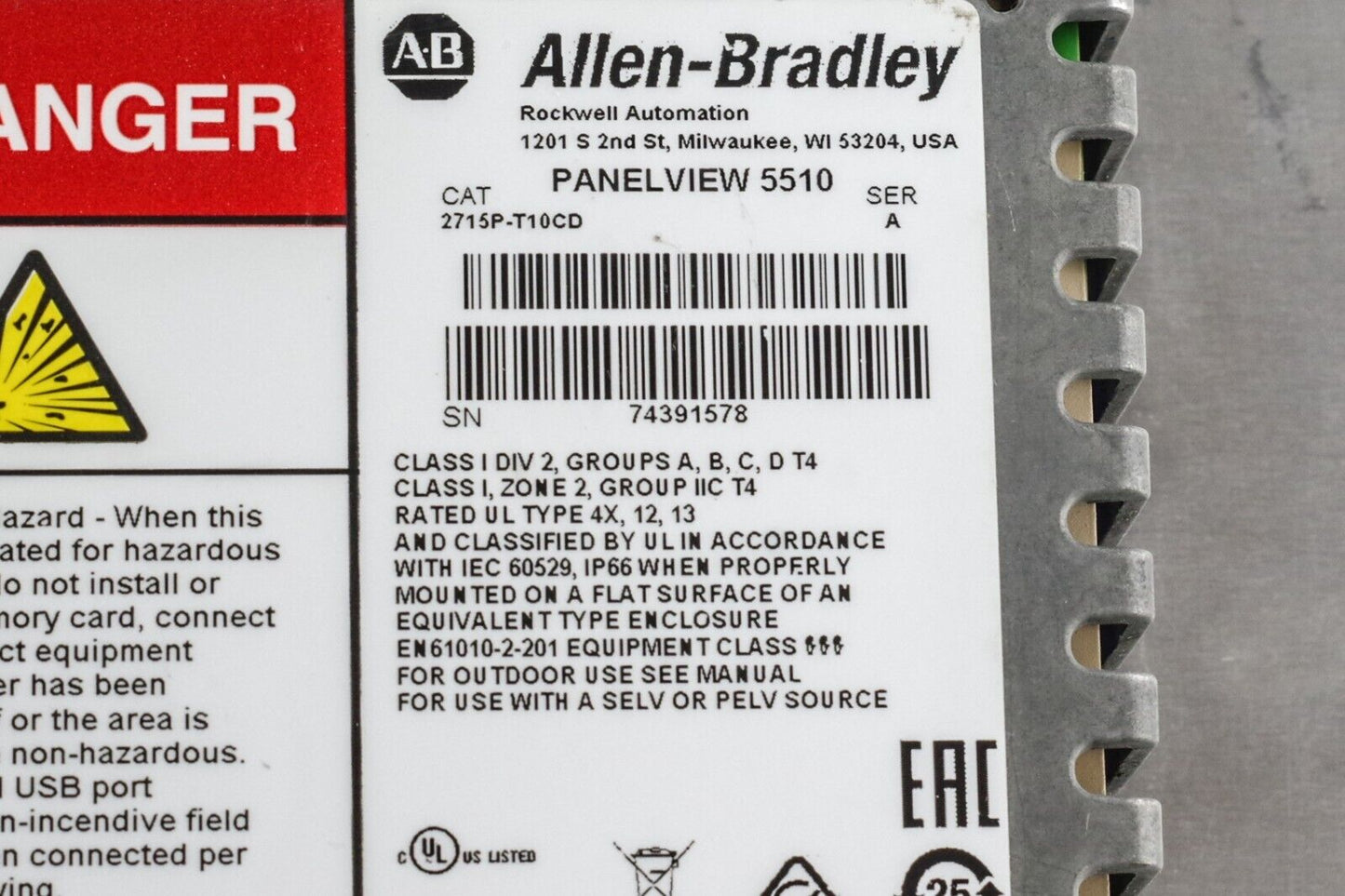 Allen Bradley 2715P-T10CD Ser A Panelview 5510 + 1 Year Warranty