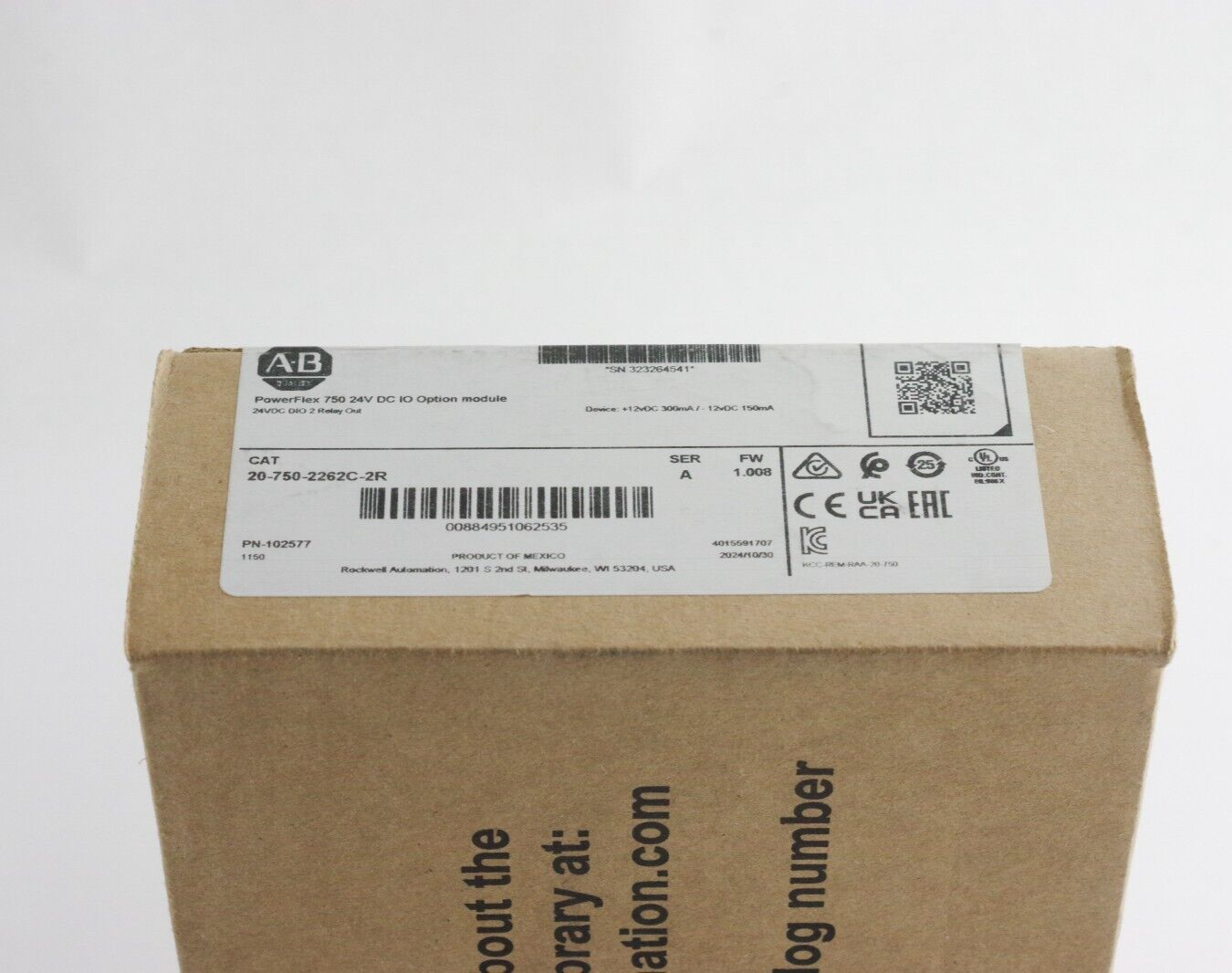 Allen Bradley 20-750-2262C-2R Ser A Powerflex 750 24V DC IO Module - Sealed