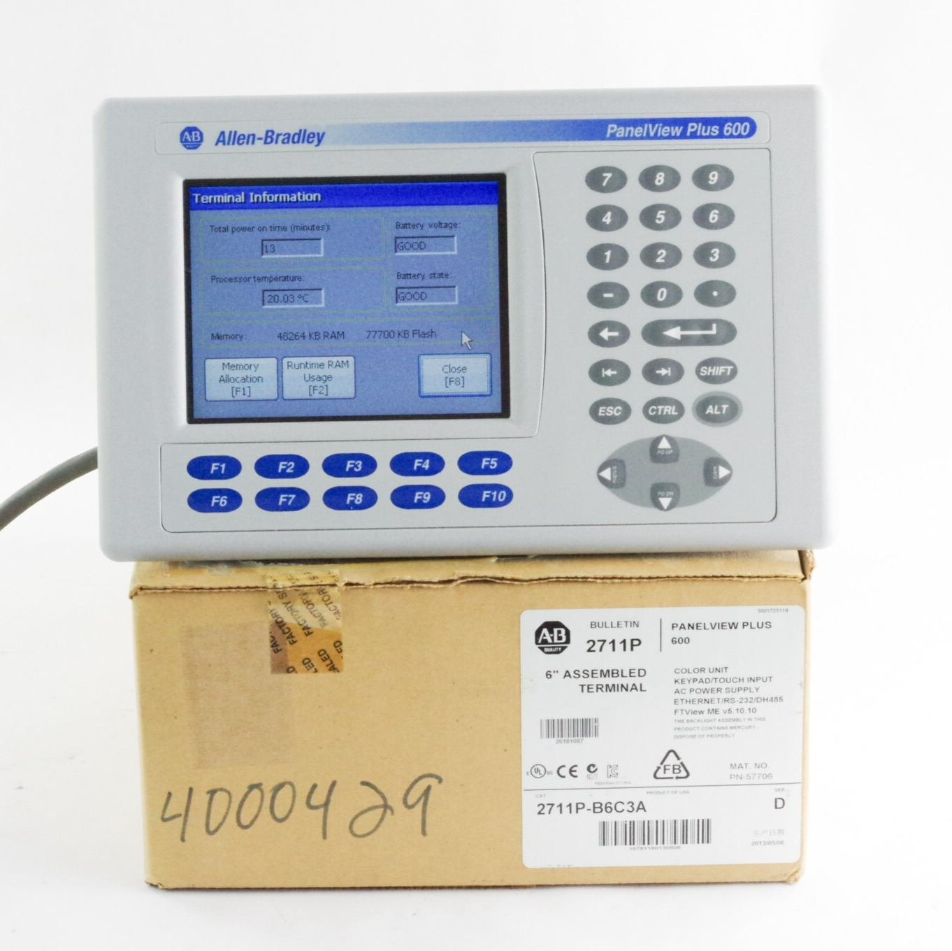 Allen Bradley 2711P-B6C3A /D PanelView Plus 600 + 2711P-RN3 - Open Box