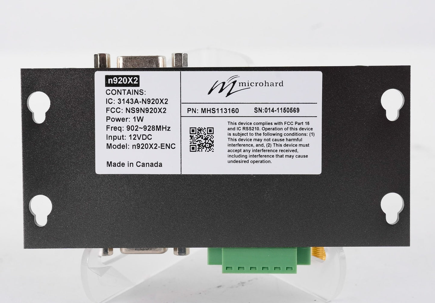 Microhard n920X2-ENC 900MHz Spread Spectrum Wireless Modem MHS113160 - Open Box