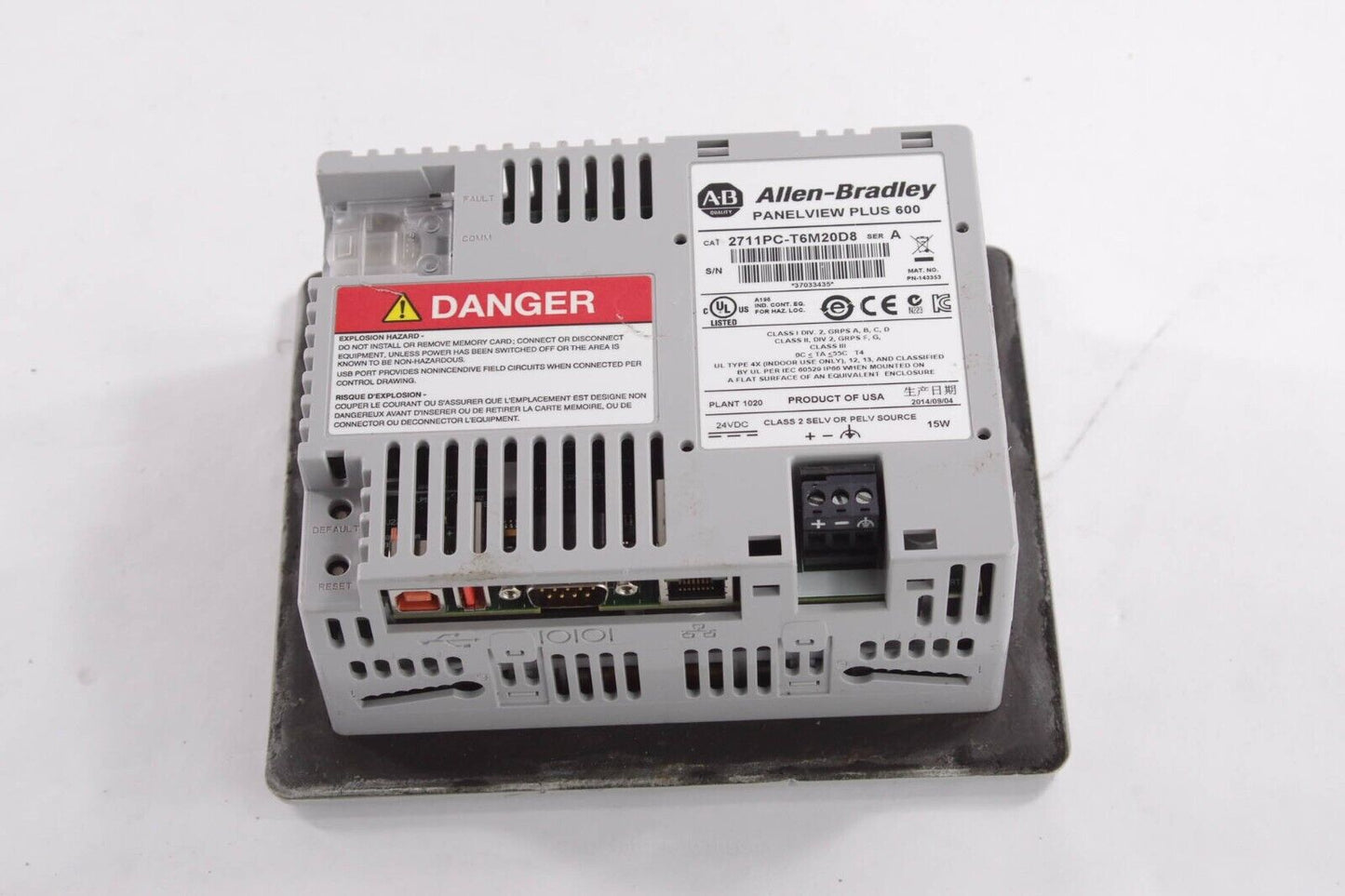 2014 Allen Bradley 2711PC-T6M20D8 Ser A PanelView Plus 600