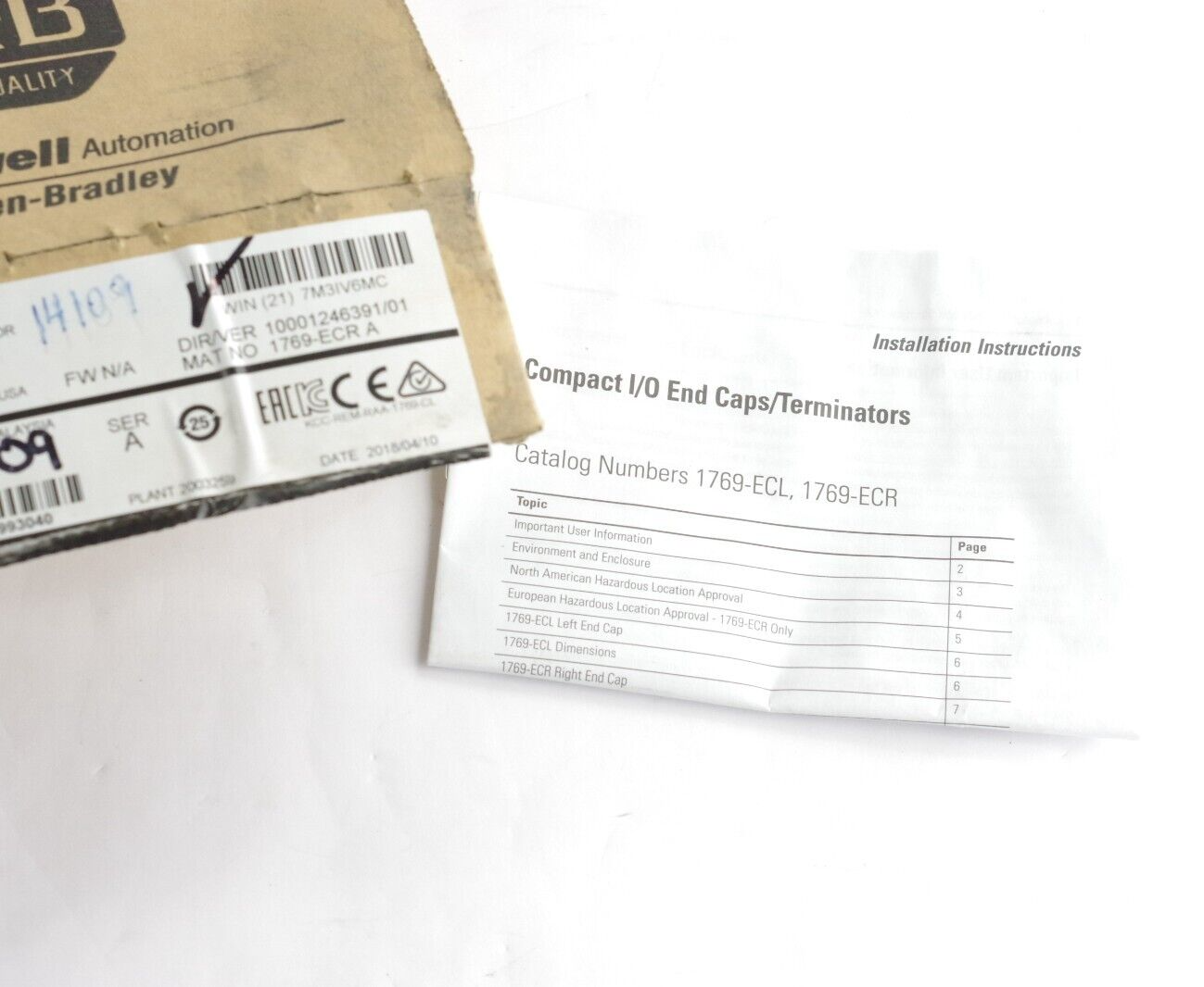 Allen Bradley 1769-ECR /A Compact I/O Right End Cap - Open Box