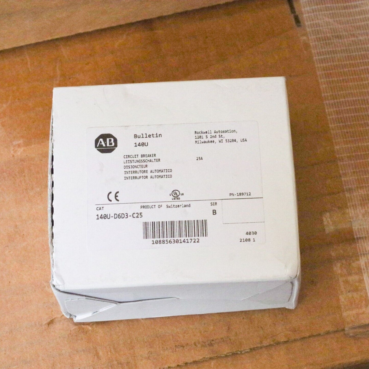 Allen-Bradley 140U-D6D3-C25 Ser B 25A Circuit Breaker