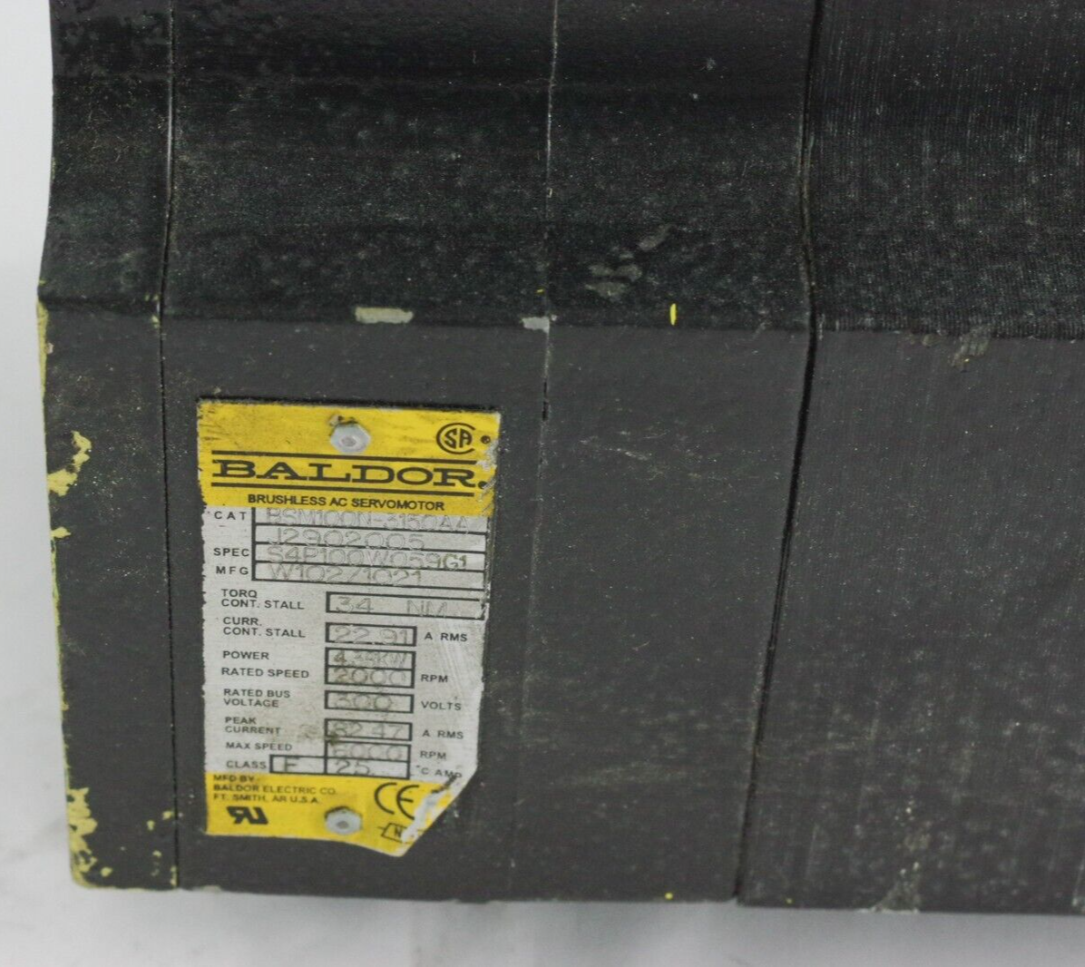 Baldor BSM100N-3150AA Servo Motor 2000RPM 300V 25A / BSM100N3150AA