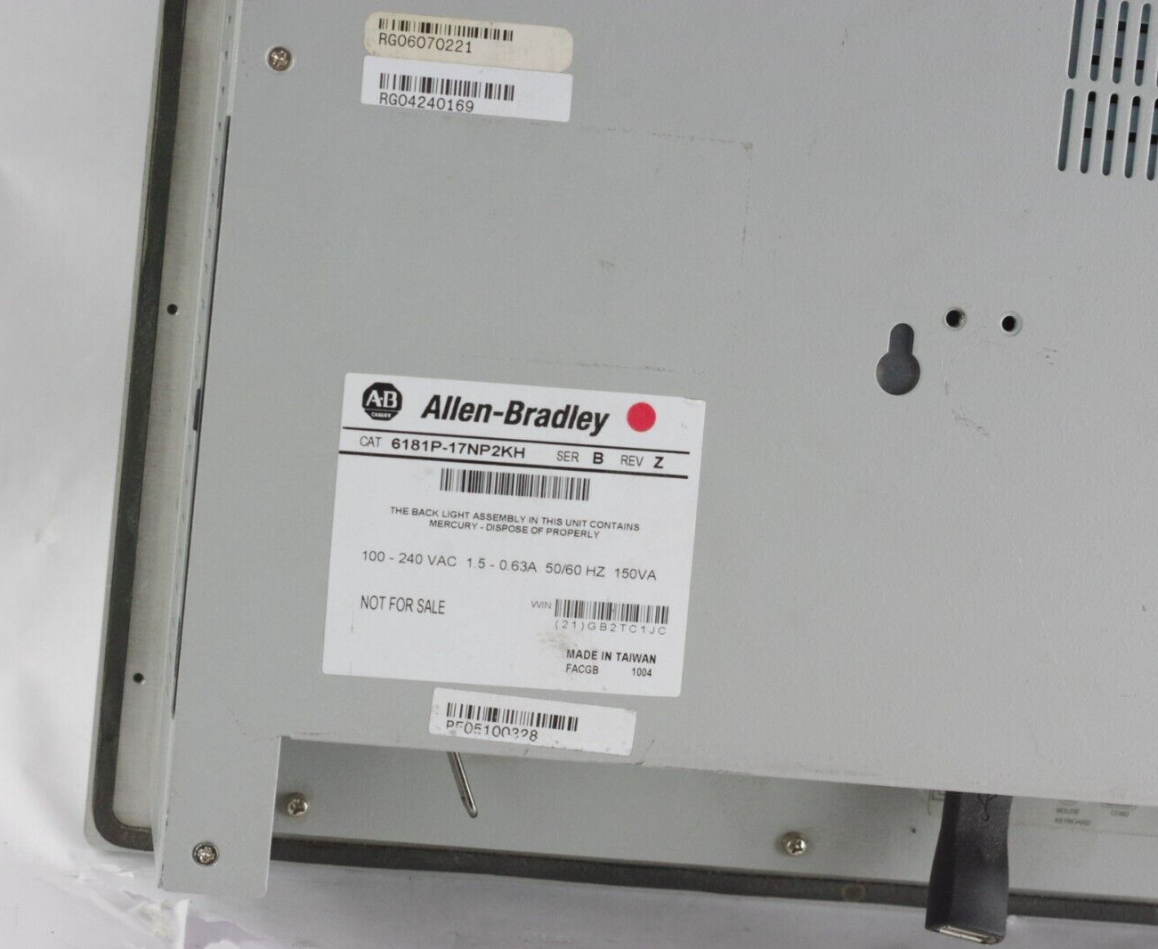 Allen Bradley 6181P-17NP2KH Ser B Rev Z VersaView 1700P Industrial PC - No HD