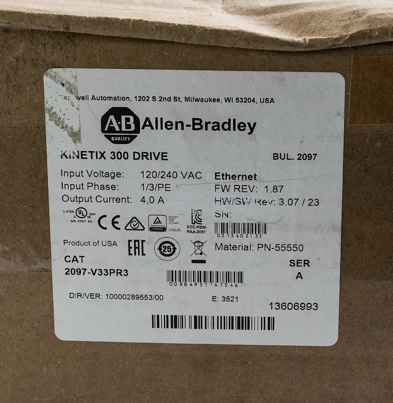 Allen Bradley 2097-V33PR3 /A Kinetix 300 Servo Drive 2097V33PR3 - Sealed Surplus