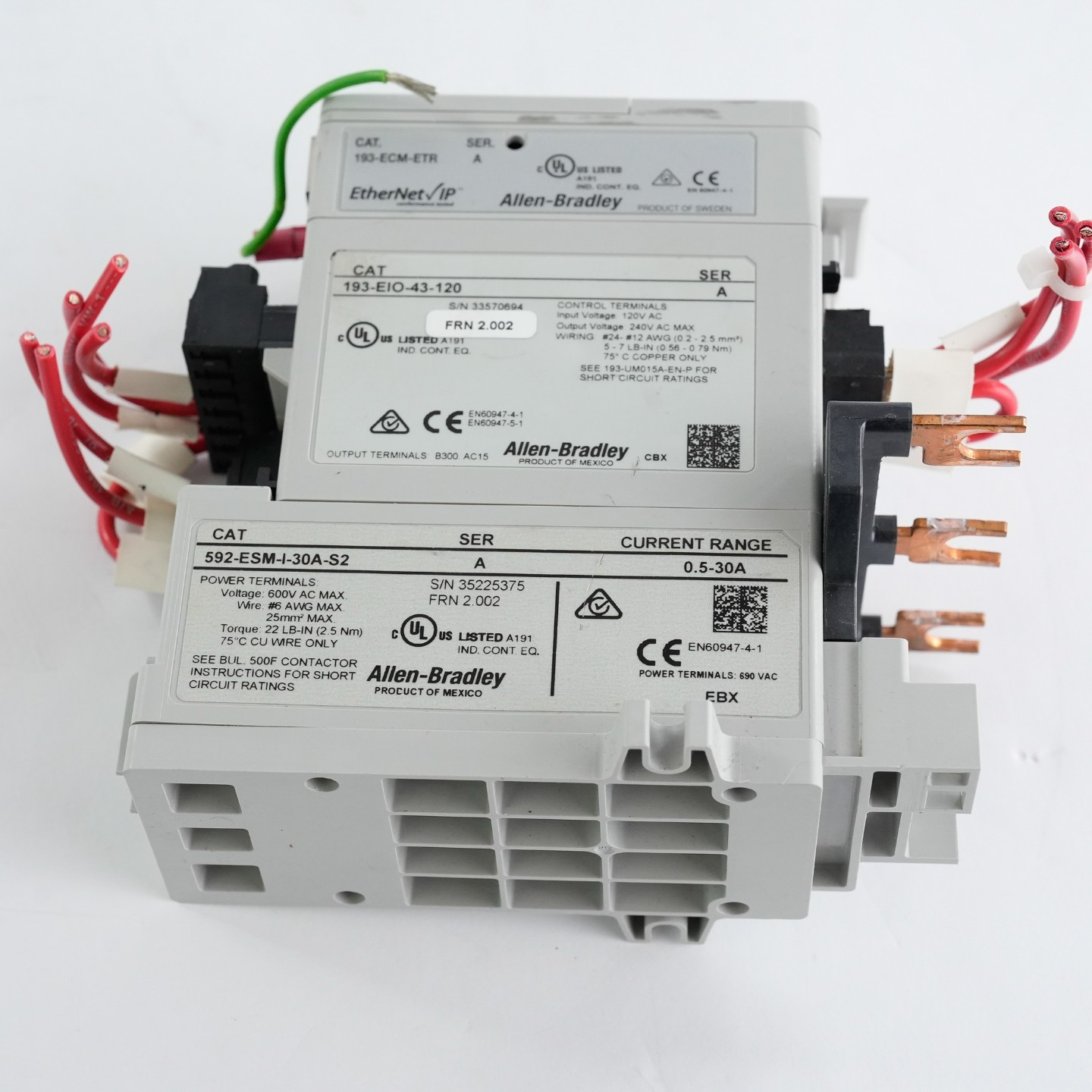 Allen Bradley 592-ESM-I-30A-S2 Sensing Module + 193-ECM-ETR + 193-EIO-43-120