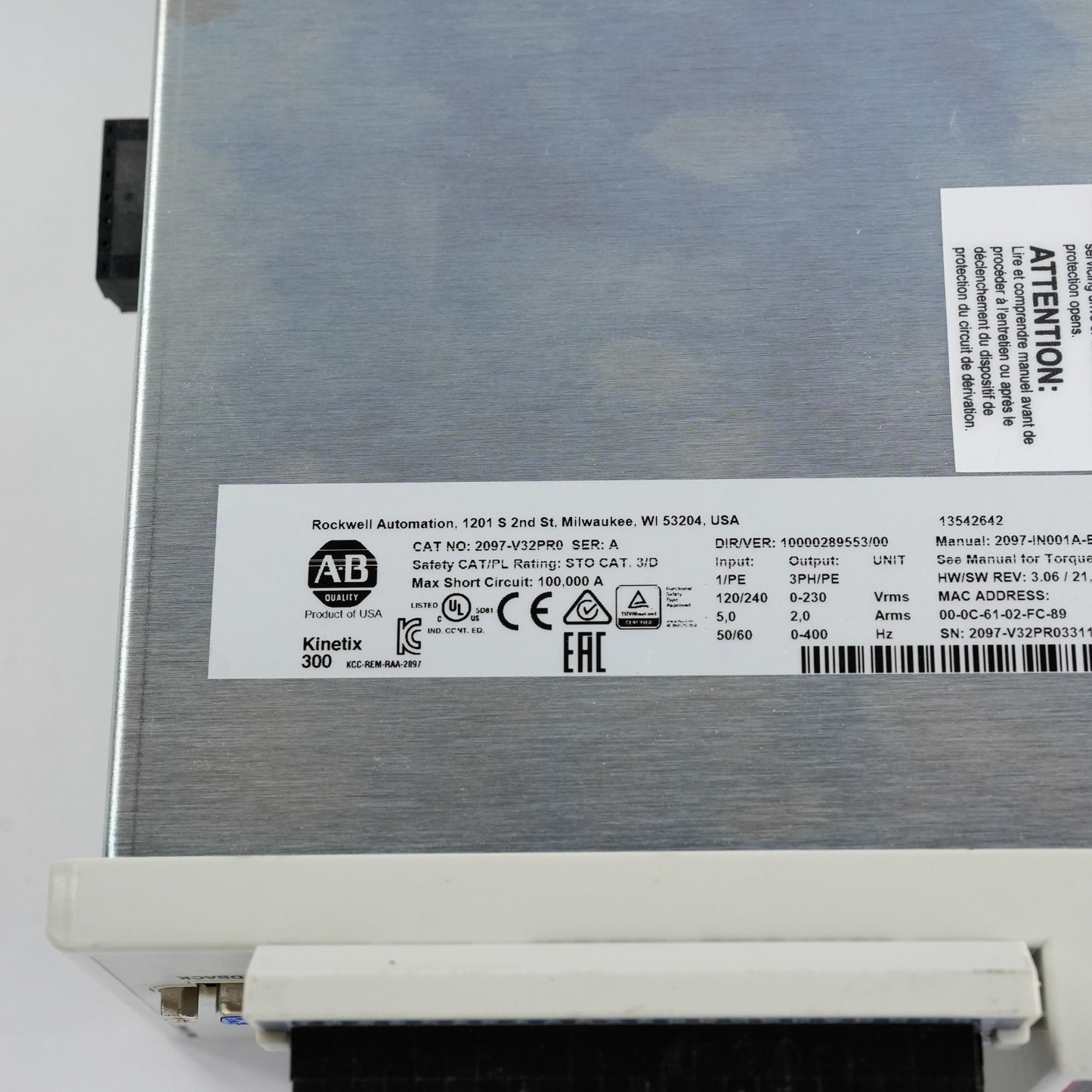 Allen Bradley 2097-V32PR0 /A Kinetix 300 Ethernet/IP Servo Drive 2097V32PR0