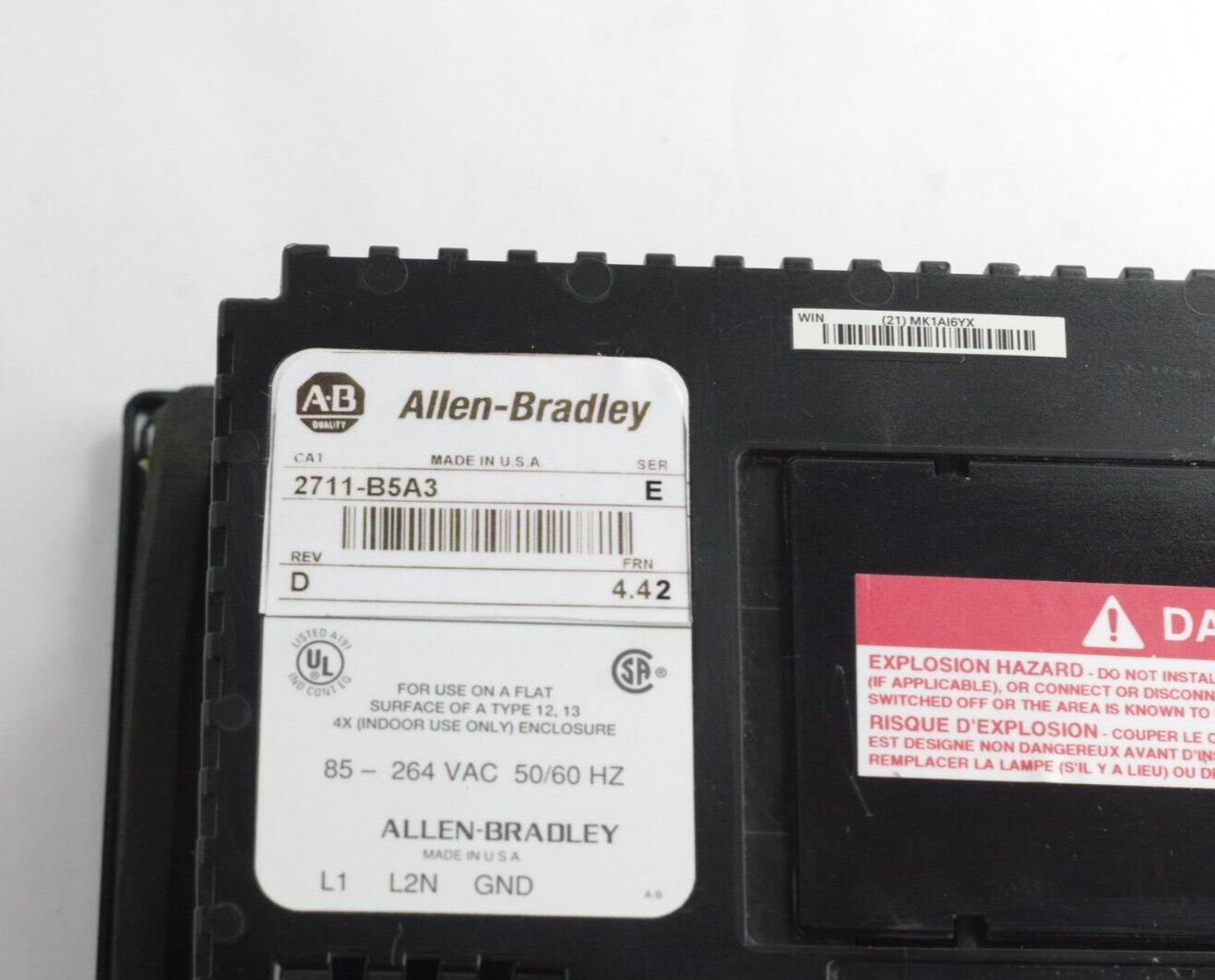 Allen Bradley 2711-B5A3 /E Rev D PanelView 550 Monochrome Touch/Keypad Terminal