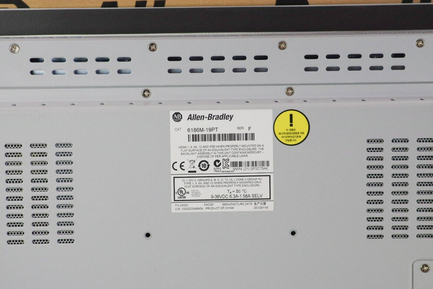 Allen-Bradley 6186M-19PT / 6186M19PT Ser F 19" Display Panel + 1 Year Warranty