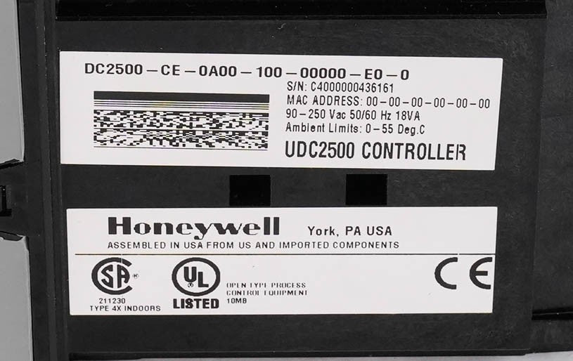 HONEYWELL DC2500-CE-0A00-100-00000-E0-0 UDC2500 Controller 90-250 VAC 50/60 Hz