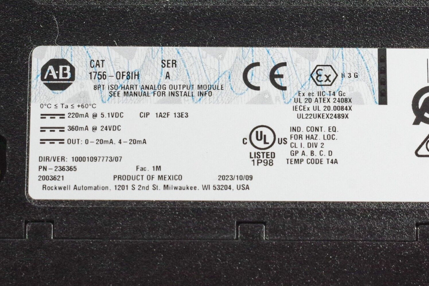 Allen Bradley 1756-OF8IH Ser A ControlLogix 8-Point HART Analog Output Module