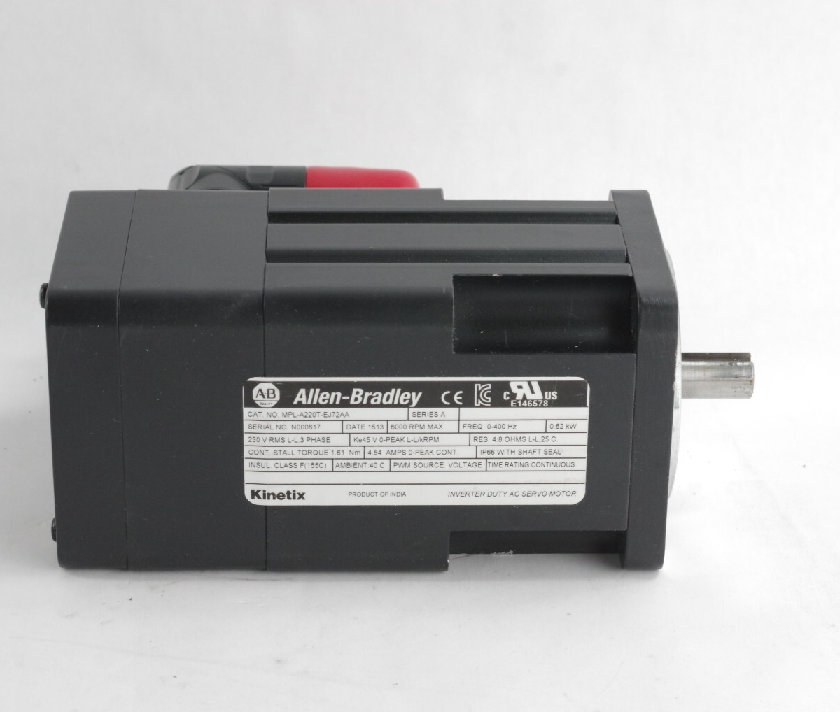 Allen Bradley MPL-B220T-EJ72AA /A Servo Motor 6000RPM 0.62kW 3-Phase - Installed