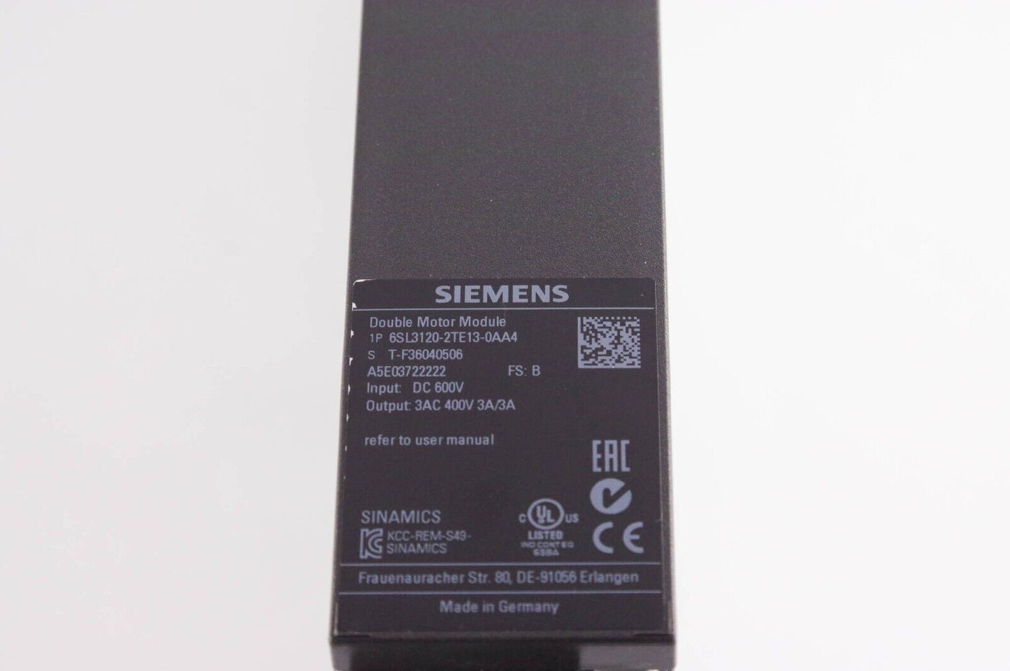 Siemens 6SL3120-2TE13-0AA4 / 6SL31202TE130AA4 Sinamics Double Motor Module