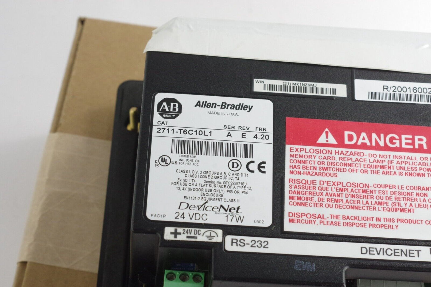 Allen Bradley 2711-T6C10L1 Ser A Rev E FRN 4.20 Panelview 600