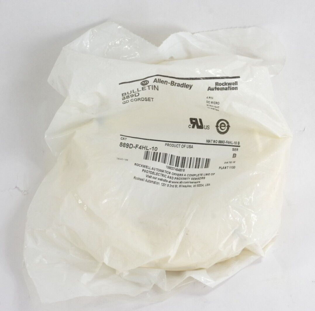 Allen Bradley 889D-F4HL-10 Ser B QD Cordset DC Micro Cable 4-Pin Female