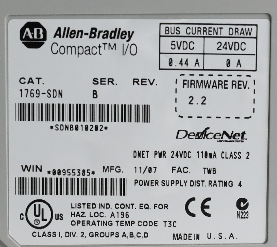 Allen-Bradley 1769-SDN /B Compact I/O DeviceNet Scanner Module 1769SDN