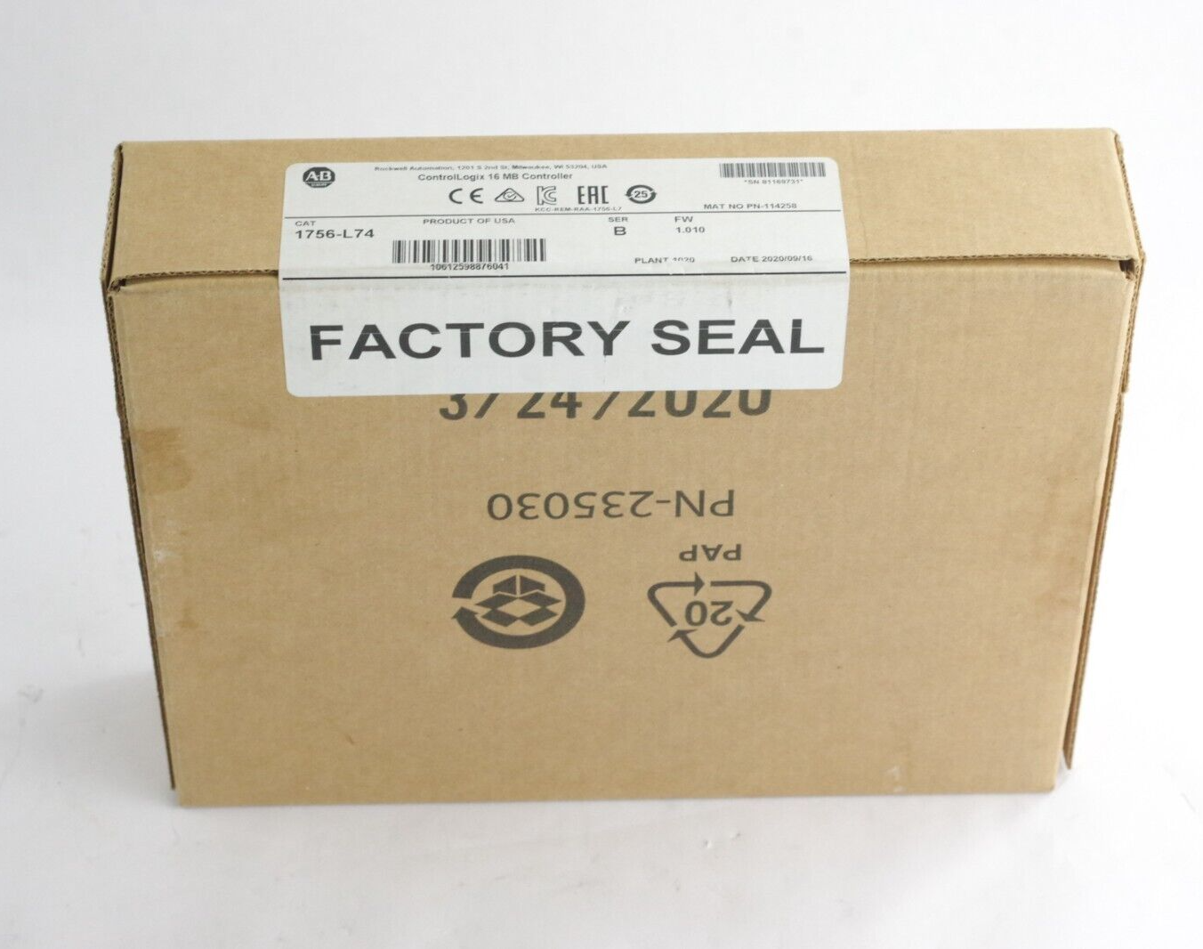 2020 Allen Bradley 1756-L74 Ser B ControlLogix 16MB Processor Sealed Surplus