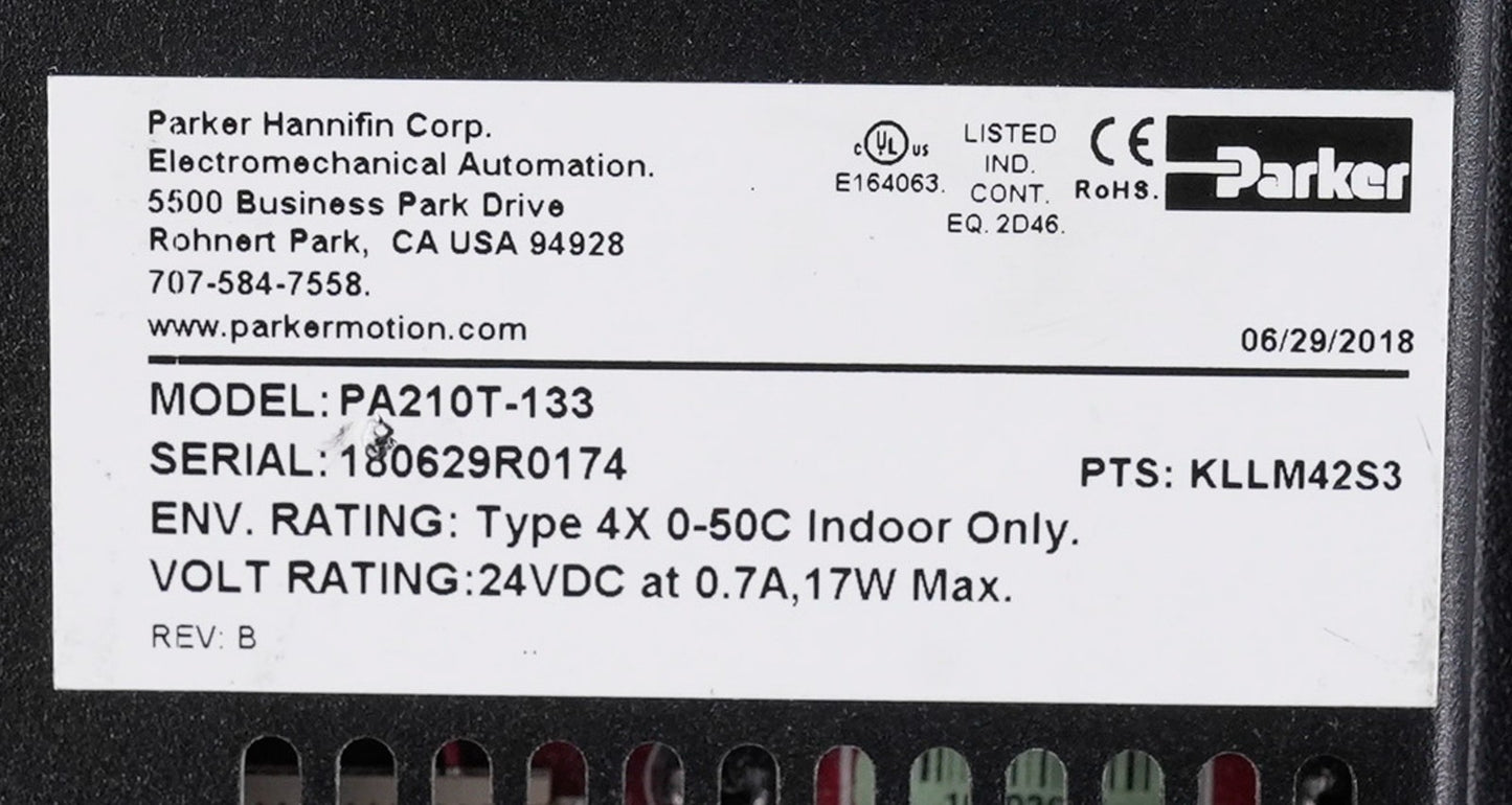 Parker Hannifin PA210T-133 PowerStation HMI Display Panel PA210T133