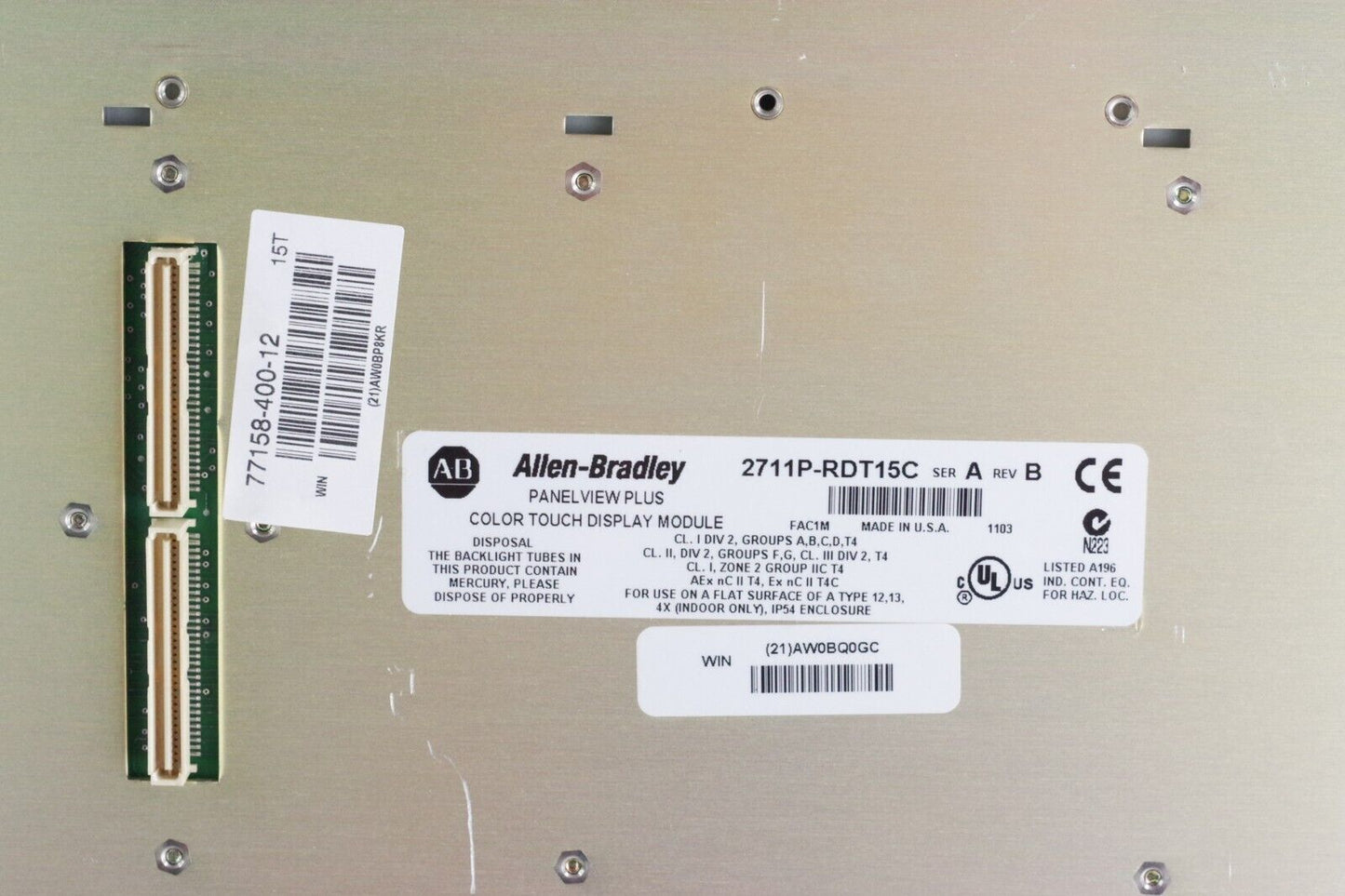 Allen Bradley 2711P-RDT15C Ser A Rev B PanelView Plus 1500 Touchscreen Color HMI