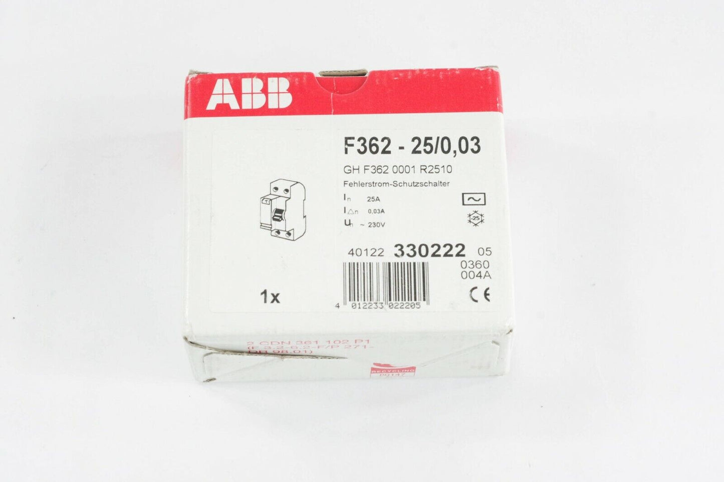 ABB F362 25A 0,03A GROUND FAULT INTERRUPTER F362-25/0,03