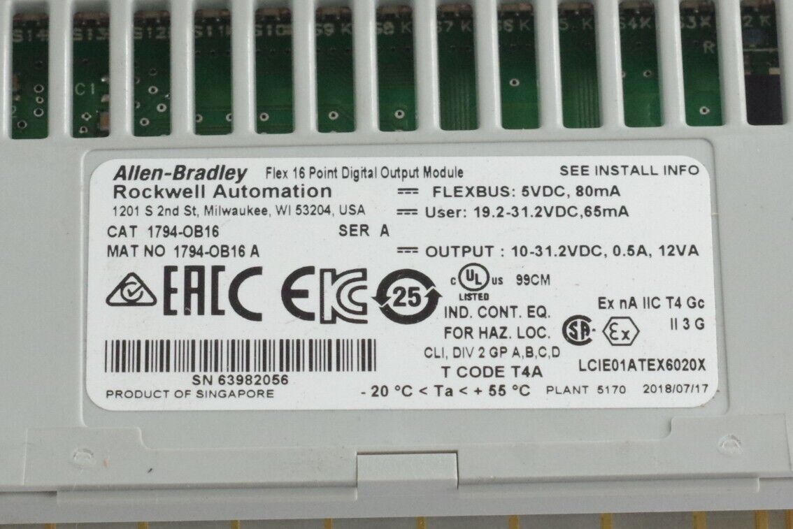 Allen Bradley 1794-OB16 Ser A Flex 16-Point Digital Output Module - Open Box