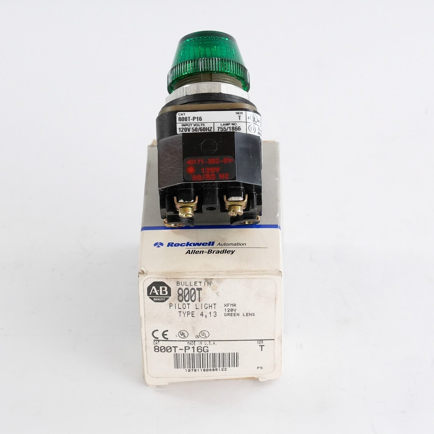 Allen Bradley 800T-P16G /T Green Pilot light 120V 800TP16G - Open Box