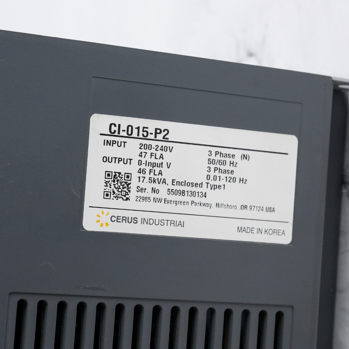Titan Industrial Cerus CI-015-P2 P Series VFD 240V 3-Phase - Lightly Used
