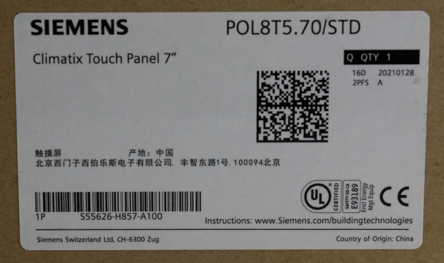 Siemens POL8T5.70/STD Climatix Handheld Touch Panel 7" S55626-H857-A100