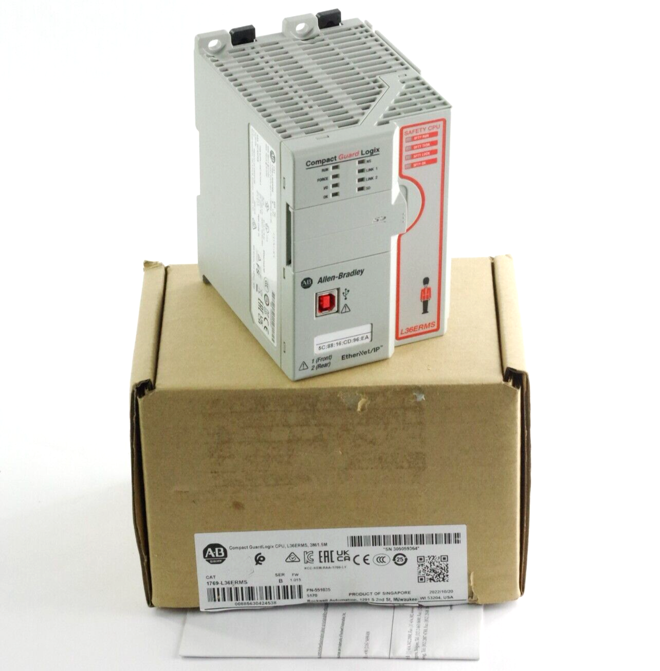 Allen Bradley 1769-L36ERMS Ser B Compact GuardLogix 5370 ENet Controller Module