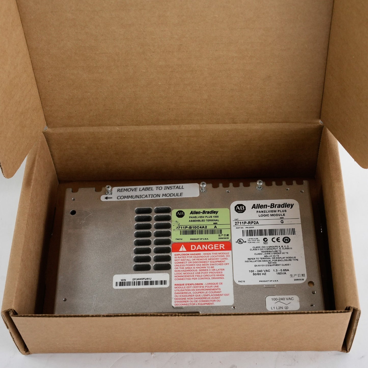 Allen Bradley 2711P-RP2A /G PanelView Plus Logic Module 120V 2711PRP2A Series G