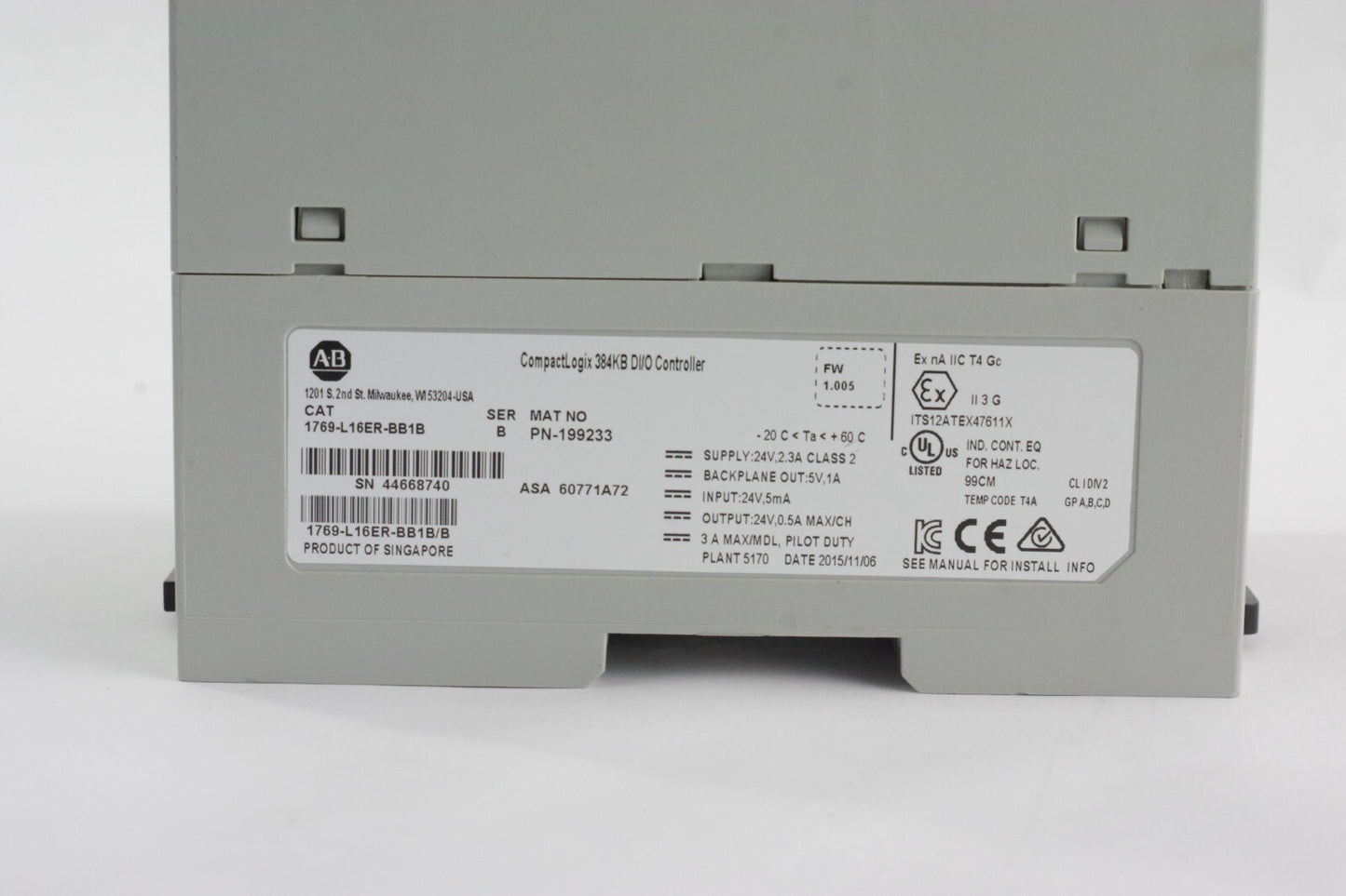 Allen Bradley 1769-L16ER-BB1B /B CompactLogix 384KB DI/O Controller- Refurbished