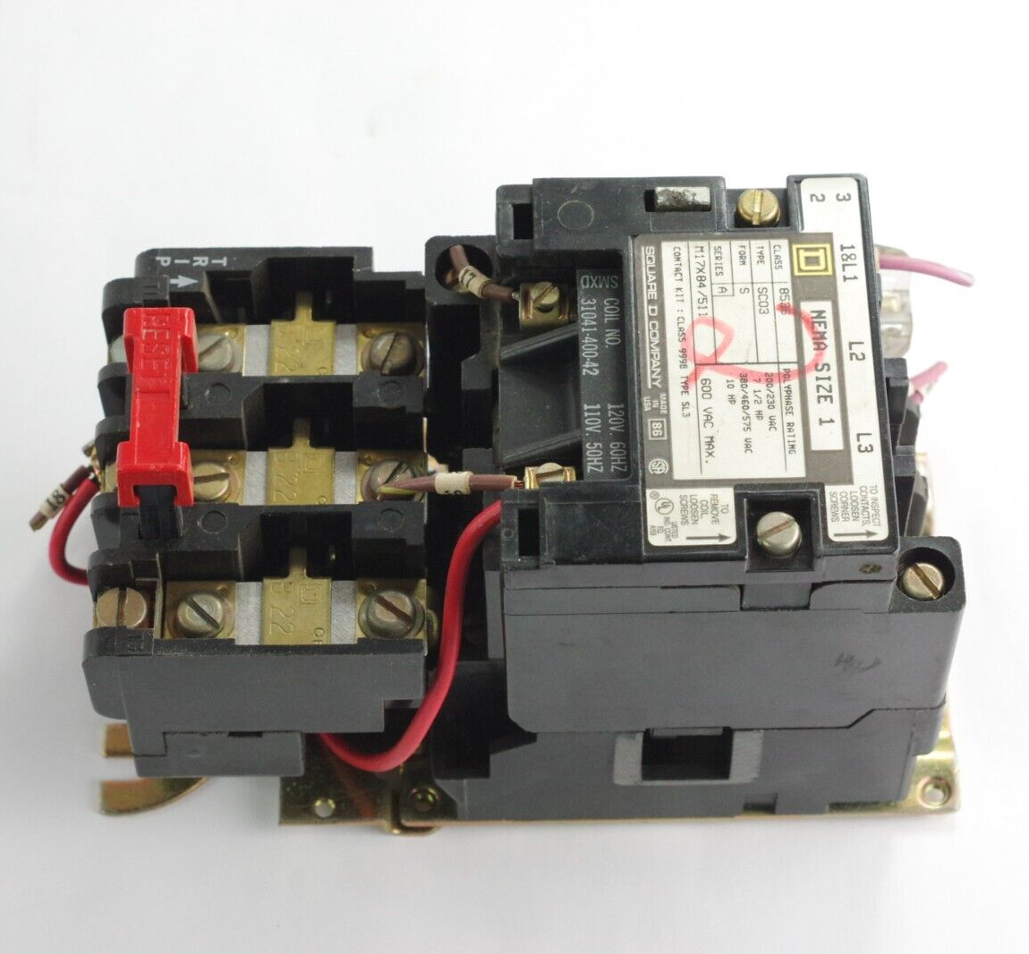 Square D 8536 Motor Starter Type SC03 Coil No. 31041-400-42 120V 60Hz/110V 50Hz