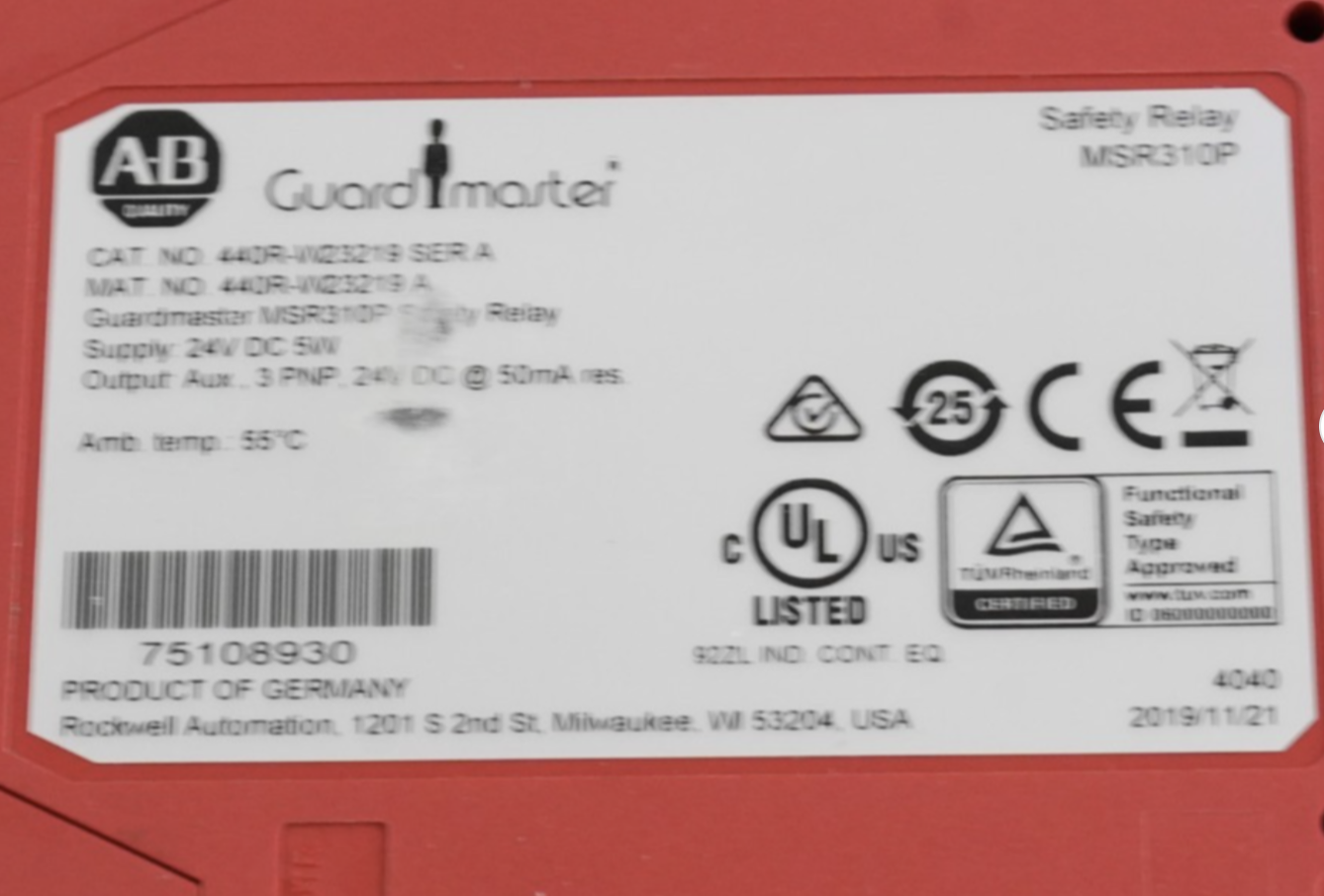 Allen Bradley 440R-W23219 /A Guardmaster MSR310P Safety Relay 440RW23219